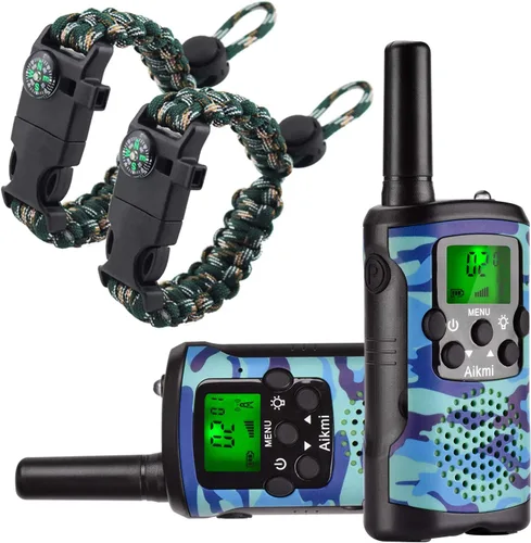 Aikmi - Walkie Talkies para niños, de 22 canales de radio, 2 vías y 3 millas de alcance. Walkie Talkies de juguete duraderos, el mejor regalo de