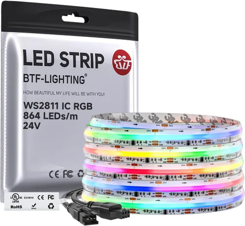 Miniatura 15 de BTF-LIGHTING FCOB WS2811 IC RGB Tira de LED COB 864LED/m Flexible Alta Densidad Luz Uniforme de Perseguida de Color DC12V 5 m 24IC/m 12mm de Ancho