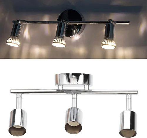 Miniatura 2 de Kit de iluminación de riel, base giratoria de techo con base de luz de pista de 3 luces con enchufe GU10 para comedor, sala de estar, dormitorio