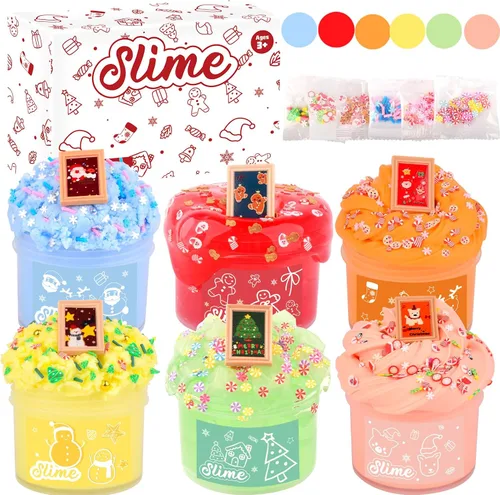 Miniatura 10 de Slime de Cristal de Navidad Rosa y Verde de 2 Paquetes para Niños, Slime para Medias de Navidad para Niños - Kit de Juguetes de Slime, Regalos