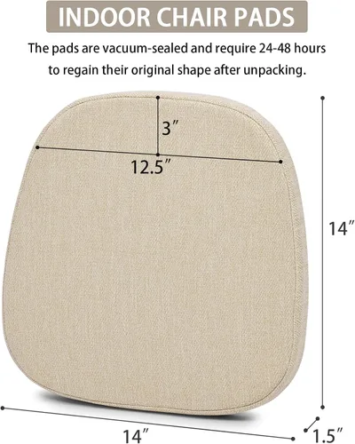 Miniatura 3 de baibu Juego de 4 cojines metálicos de espuma viscoelástica de 14 x 14 pulgadas, diseño de doble capa, antideslizantes, para sillas de comedor, cojín