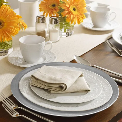Miniatura 7 de Platos Base Plateados, Juego de 6 Platos Base para Servir para Mesa de Comedor, Boda, Eventos - 13 Pulgadas plateado (Round-Silver)