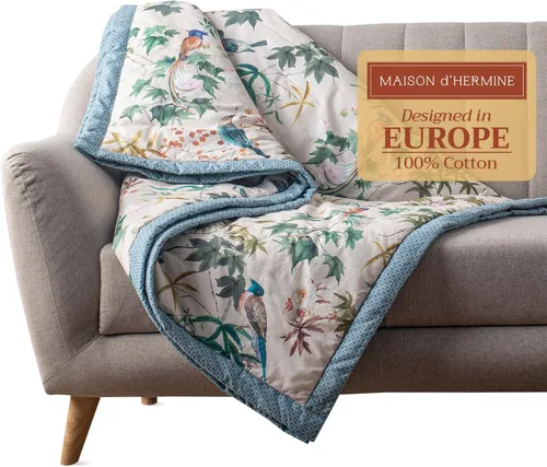 Miniatura 21 de Maison d' Hermine Manta para sofá, ligera y suave, cálida y transpirable, de algodón, para cama, para niñas, niños, mujeres, hombres, regalos, sofá