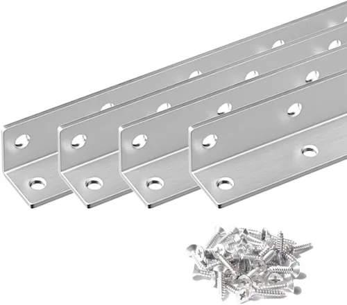 Miniatura 8 de Soportes en L, 4 unidades de soporte de esquina con ángulo, acero inoxidable superior, 4" x 1" M, 2 mm de espesor, para estante de madera, mueble