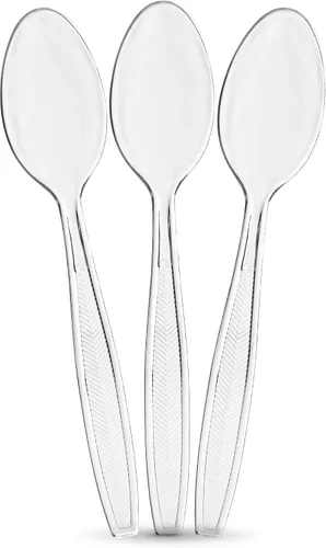 Miniatura 10 de Plasticpro Tenedores de plástico transparente, cubiertos desechables de peso medio, 300