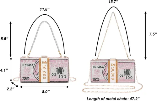 Miniatura 3 de Covelin Bolso de mano Dollar para mujer, bolso de noche con diamantes de imitación