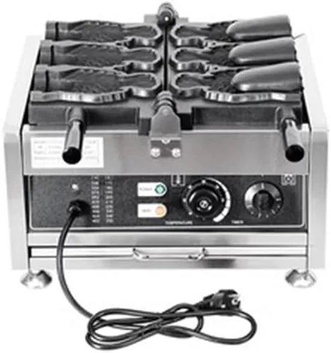 Miniatura 2 de LANTAO Máquina eléctrica de helado Taiyaki/Máquina para hacer pasteles de pescado con apertura de boca/Máquina comercial de fabricación de Taiyaki