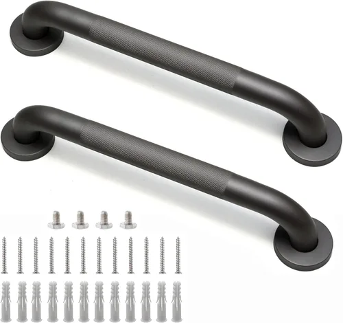 Miniatura 13 de Barra de agarre para ducha, paquete de 2 barras de agarre de baño gris de 12 pulgadas, barras de agarre antideslizantes de acero inoxidable 304