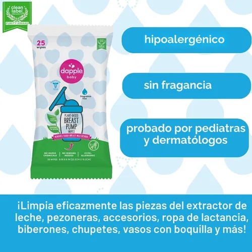 Miniatura 6 de Dapple Toallitas extractoras de leche para bebés, alimentadas por plantas, hipoalergénicas, eliminan los residuos de leche, sin enjuague, sin