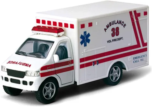 KiNSMART Equipo de Rescate Ambulancia Cabina de Metal Fundido a Presión de 5" con Acción de Retroceso Blanco