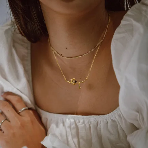 Miniatura 5 de Collar de abejorro con dije de abejorro, collares con colgante de miel goteante para mujer, joyería simple para uso diario, collares para mejores