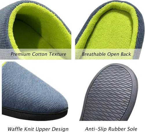Miniatura 3 de Pantuflas de espuma viscoelástica para hombre, pantuflas de casa para hombre, cómodas y transpirables, textura de mezcla de algodón, forro