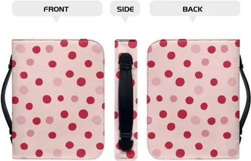 Miniatura 3 de Funda de cuero para la Biblia para hombres, funda de Biblia con patrón de bola roja, bolsa grande para la Biblia con asa bolsa de mano
