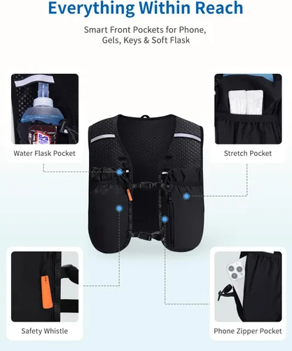Miniatura 4 de ECOHUB Mochila de hidratación para correr, mochila ligera de hidratación para senderismo, ciclismo, maratón, mochila para mujeres y hombres