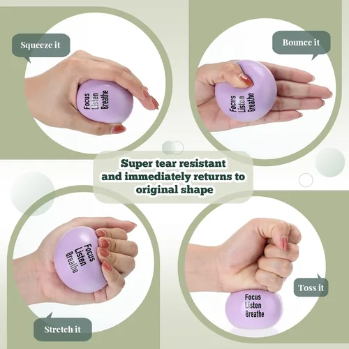 Miniatura 7 de Skylety 6 bolas motivacionales para el estrés de 2.5 pulgadas para adultos, bolas de espuma colorida para ejercicio de mano con citas inspiradoras