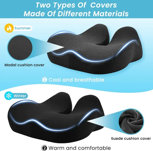 Miniatura 2 de Cojín de asiento, cojines ergonómicos para silla para alivio del dolor de coxis y huesos sentados, apoyo de ciática y espalda, almohada de espuma