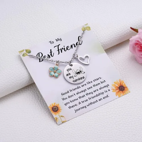 Miniatura 5 de MIXJOY Stitch Gifts You are My Sunshine Collar y tarjeta de mensaje para esposa, mamá, hermana, novia, mejor amiga, cumpleaños