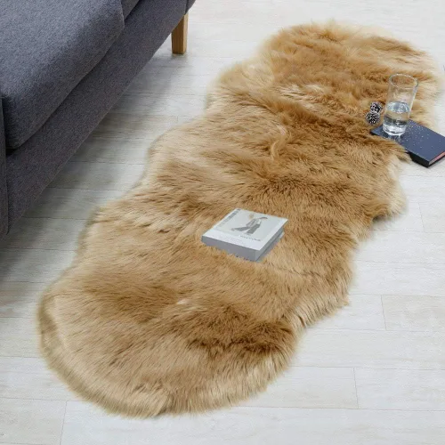 Miniatura 12 de RosieLily Alfombra de piel sintética ultrasuave de 1.3 x 2 pies, piel de oveja lanuda esponjosa, lavable a máquina, manta decorativa