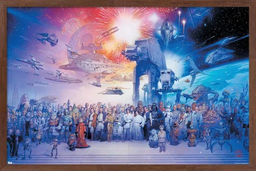 Miniatura 16 de Star Wars: Saga - Póster de pared de galaxia, 22.4 pulgadas de largo x 14.7 pulgadas de ancho, versión enmarcada de madera de granero