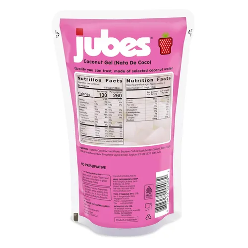 Miniatura 2 de Jubes Strawberry Nata De Coco Jelly Cubes (12.7 onzas, paquete de 3) – Cubos de gelatina de coco y fresa para sagú – Gel de coco en ingredientes