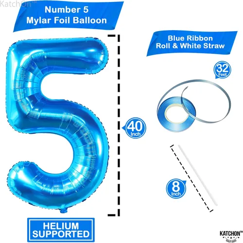 Miniatura 998 de KatchOn, Globo grande azul número 2 de 40 pulgadas Decoraciones de cumpleaños de Baby Shark para niño de 2 años Globo azul número 2 Globo