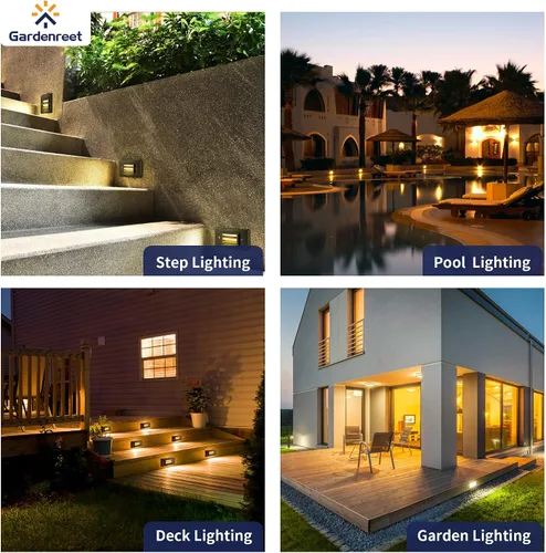 Miniatura 5 de Gardenreet Luces de paso de latón macizo impermeables para exteriores, 2 W, 240 lm, 12 V, luces de escalera de bajo voltaje, luces blancas cálidas