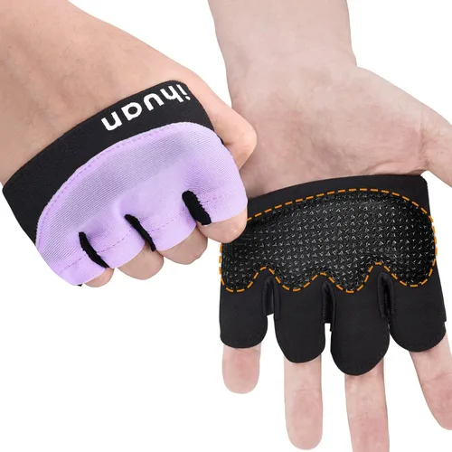 Miniatura 8 de ihuan Nuevos guantes de entrenamiento de gimnasio para levantamiento de pesas para hombres y mujeres, ideales para levantamiento de pesas, Negro