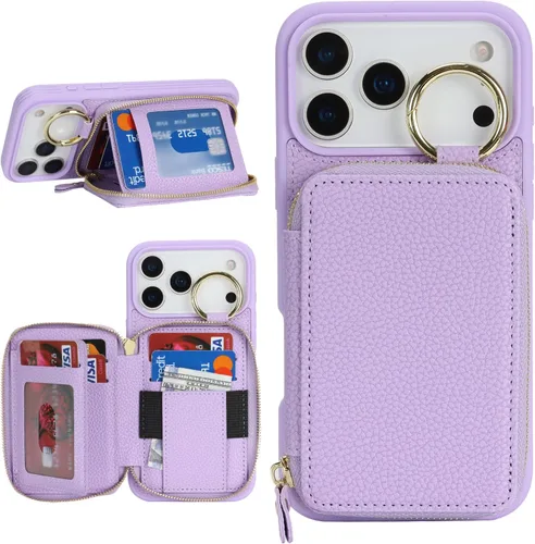 Miniatura 41 de Funda compatible con iPhone Air Wallet con tarjetero para iPhone Air, funda con cremallera y ranura para mujer, 5G de 6.5 pulgadas, color oro rosa
