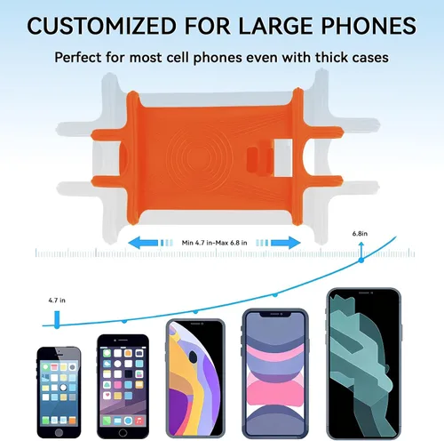 Miniatura 6 de Soportes universales de teléfono para bicicleta, soportes de silicona de rotación 360 para iPhone y Samsung, compatibles con teléfonos de 4.7 a 6.8