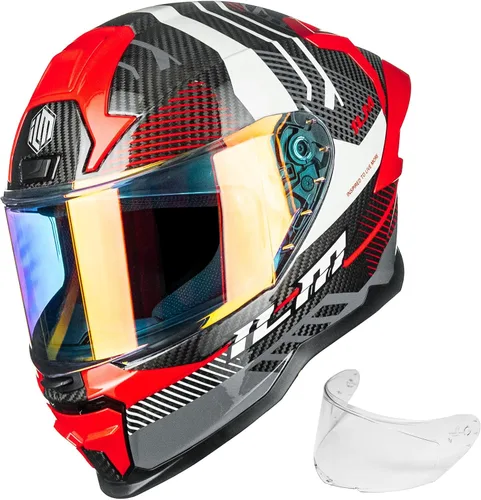 Miniatura 9 de ILM - Cascos de motocicleta de fibra de carbono de cara completa para adultos, con certificaciones DOT y ECE, Casco de Carreras MF577P