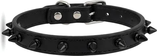 Miniatura 15 de Collar de perro con pinchos para perros pequeños, remache de hongos, piel sintética suave, collar con tachuelas para gato, collar ajustable