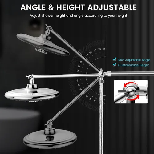 Miniatura 7 de FEELSO Combo de cabezal de ducha de alta presión de 10 pulgadas con rociador de mano, 16 ajustes, brazo ajustable de 11 pulgadas, interruptor