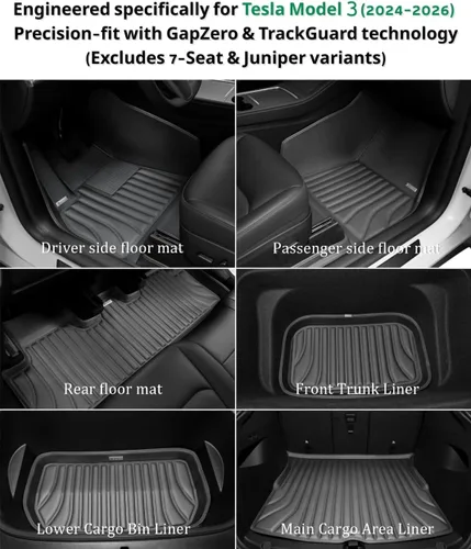 Miniatura 4 de SUPER LINER 6 alfombrillas suaves y accesorios para Tesla Model 3 Highland (2024,2025,2026) - Protección para todo tipo de clima, revestimiento