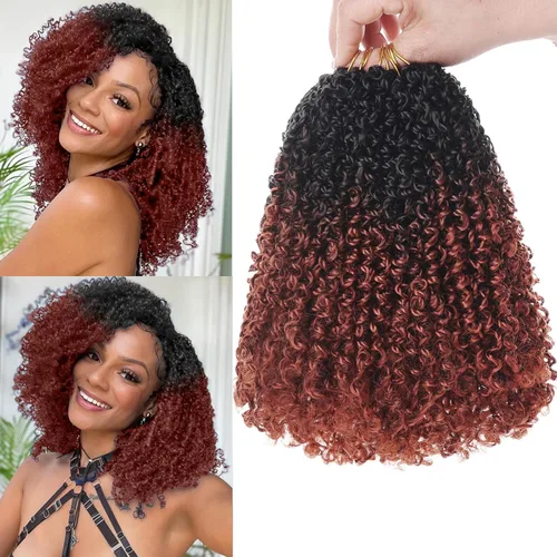 Miniatura 49 de Unionbeauty - Paquete de 8 trenzas de ganchillo Yanky Twist de 6 pulgadas, 8 paquetes, color negro natural, micro Passion Twist, extensiones