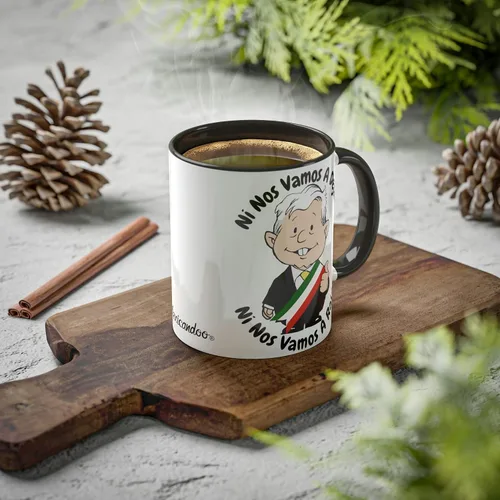 Miniatura 6 de AMLO - Taza de café Ni Nos Vamos A Dejar Ni Nos Vamos A Rajar con divertidos dibujos animados Muñeco AMLITO Taza de cerámica blanca brillante