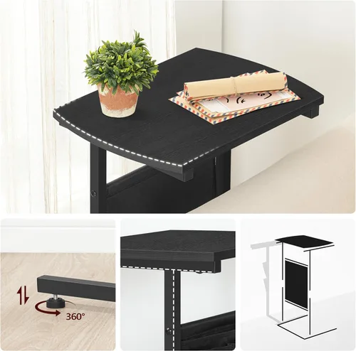 Miniatura 5 de HOOBRO Mesa auxiliar en forma de C, mesa auxiliar de 28.3 pulgadas para espacios pequeños, mesa de sofá con bolsa de almacenamiento, mesa auxiliar