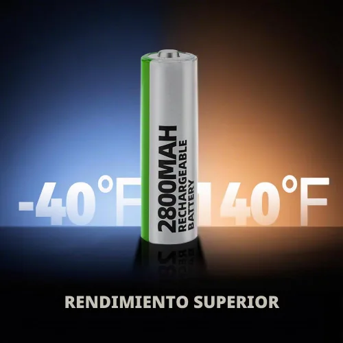Miniatura 5 de Granicell Pilas recargables AA de 2800 mAh de alta capacidad de 1300 ciclos, batería NiMH de 1,2V de baja autodescarga AA, paquete de 4