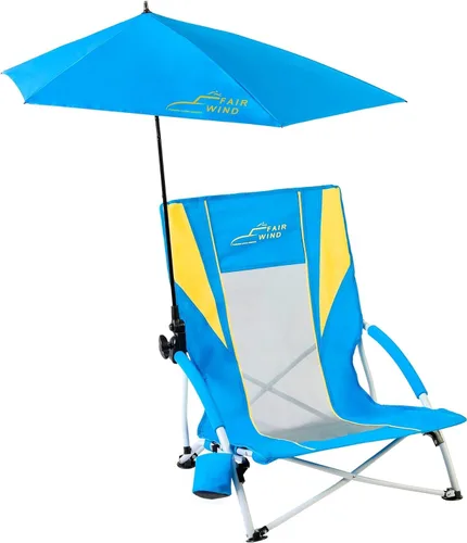 Miniatura 12 de FAIR WIND Sillas de playa con paraguas de 360° para adultos, silla de arena antideslizante resistente de 300 libras, asiento de mochila portátil