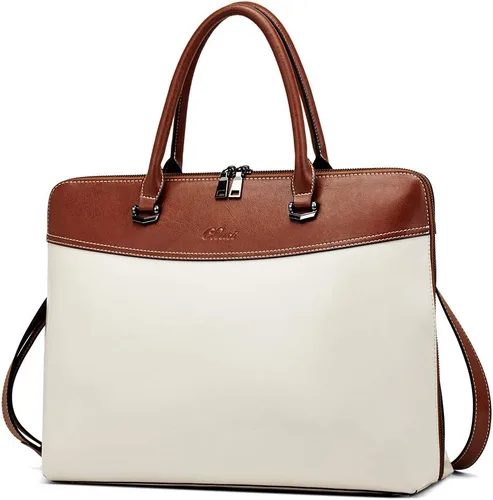 CLUCI Maletín de cuero para mujer 15.6 pulgadas portátil de negocios vintage delgado bolso de hombro de las señoras