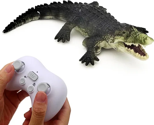 Tipmant Realista RC Cocodrilo Control Remoto Pescado Barco Eléctrico Animal Agua Juguete para Piscina Lago Niños Cumpleaños (Verde)