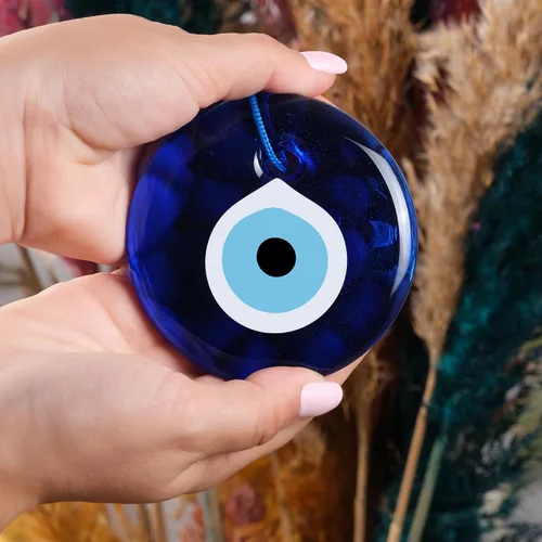 Miniatura 8 de BCS Decoración azul contra el mal de ojo de 3.5 pulgadas, adorno colgante de pared hecho a mano con amuleto turco griego de Nazar de buena suerte