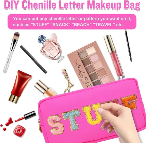 Miniatura 7 de Bolsa de maquillaje pequeña de nailon para bolso, bonita bolsa de maquillaje preparada, bolsa de cosméticos con cremallera, bolsa de aseo portátil