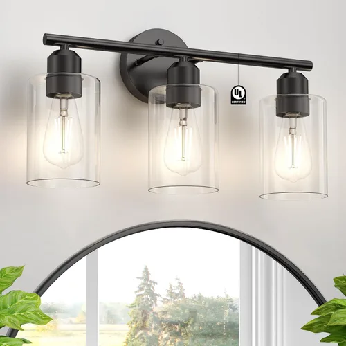 Miniatura 16 de Luz de Tocador de Baño Negra de 2 Luces Luces de Tocador de Baño Rústicas Sobre Espejo, Certificada por UL Apliques de Pared Industriales Modernos