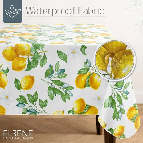 Miniatura 2 de Elrene Home Fashions - Mantel de vinilo vintage resistente al agua y a las manchas con reverso de franela, 52 x 52 pulgadas, cuadrado
