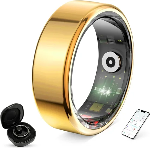 Anillo inteligente para mujeres y hombres, rastreador de fitness y salud con monitor de frecuencia cardíaca, oxígeno en sangre, rastreador de sueño,