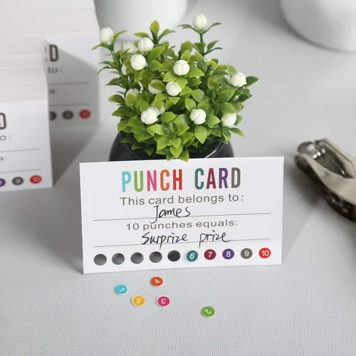 Miniatura 7 de ONEDONE Tarjetas perforadas (paquete de 200) tarjetas de recompensa para premios de incentivo de comportamiento en el aula para niños, estudiantes