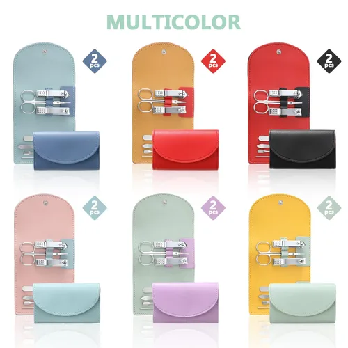 Miniatura 4 de Juego de 12 piezas de manicura, kit de cortauñas mini profesional de acero inoxidable 7 en 1 con cuidado de uñas y pedicura, con bolsa de viaje