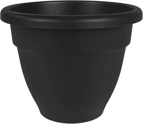 The HC Companies, Caribbean - Maceta de plástico y ligera de 6 pulgadas para interiores y exteriores, maceta para hierbas y flores, color negro