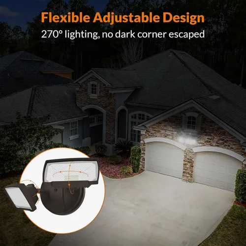 Miniatura 4 de LEPOWER Luz de inundación LED de 3000LM para exteriores, luz de seguridad LED controlada por interruptor, luces exteriores de 28 W con 2 cabezales