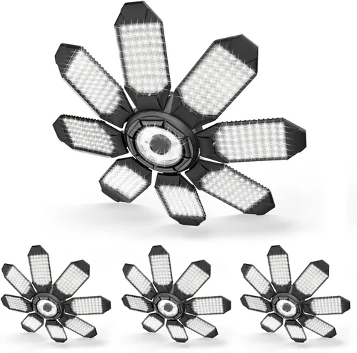Miniatura 19 de Luz LED de garaje – Bombilla de garaje de 160 W, 64000 lúmenes, 6500 K, iluminación de garaje súper brillante con 6 paneles deformables, luces